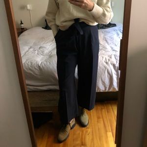 ➕SOLD➕ Uniqlo Linen Blend Belted Striped Wide Leg Pants